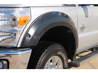 Elite Series Rivet Style Fender Flares; Front; Smooth Black (11-16 F-350 Super Duty)