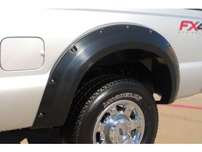 Elite Series Rivet Style Fender Flares; Rear; Textured Black (11-16 F-350 Super Duty SRW)