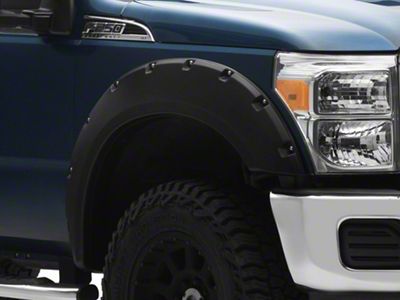 Fender Flares; Pocket-Rivet Style; Matte Black (11-16 F-350 Super Duty)