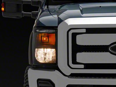 Factory Style Headlights with Amber Corner Lights; Black Housing; Clear Lens (11-16 F-350 Super Duty)