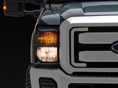 Factory Style Headlights with Amber Corner Lights; Chrome Housing; Clear Lens (11-16 F-350 Super Duty)