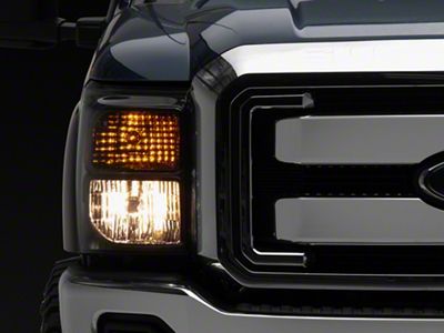 Factory Style Headlights with Amber Corner Lights; Chrome Housing; Smoked Lens (11-16 F-350 Super Duty)