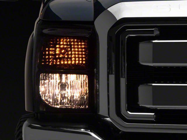 Factory Style Headlights with Clear Corner Lights; Chrome Housing; Smoked Lens (11-16 F-350 Super Duty)
