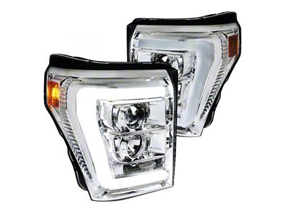 LED C-Bar Projector Headlights; Chrome Housing; Clear Lens (11-16 F-350 Super Duty)