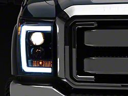 LED C-Bar Projector Headlights; Jet Black Housing; Clear Lens (11-16 F-350 Super Duty)