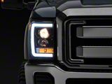 LED C-Bar Projector Headlights; Gloss Black Housing; Smoked Lens (11-16 F-350 Super Duty)