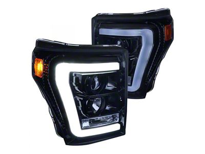 LED C-Bar Projector Headlights; Gloss Black Housing; Smoked Lens (11-16 F-350 Super Duty)