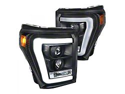 LED C-Bar Projector Headlights; Matte Black Housing; Clear Lens (11-16 F-350 Super Duty)