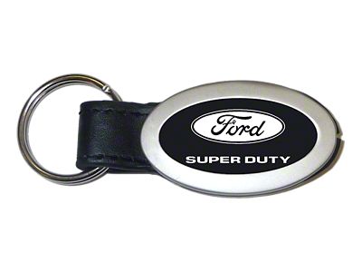 Super Duty Black Oval Leather Key Fob