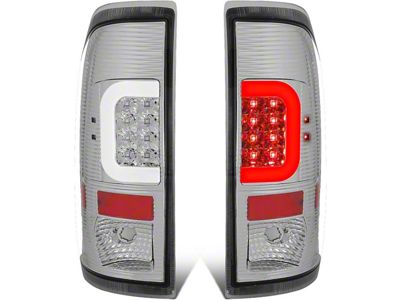 C-Bar LED Tail Lights; Chrome Housing; Clear Lens (11-16 F-350 Super Duty)