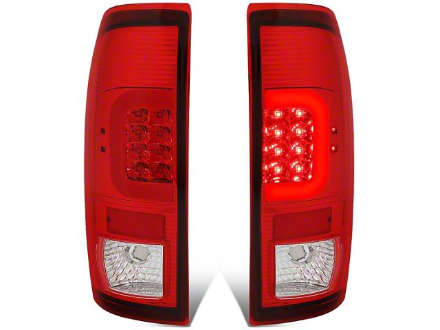 C-Bar LED Tail Lights; Chrome Housing; Red Lens (11-16 F-350 Super Duty)