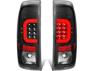 Red C-Bar LED Tail Lights; Black Housing; Clear Lens (11-16 F-350 Super Duty)