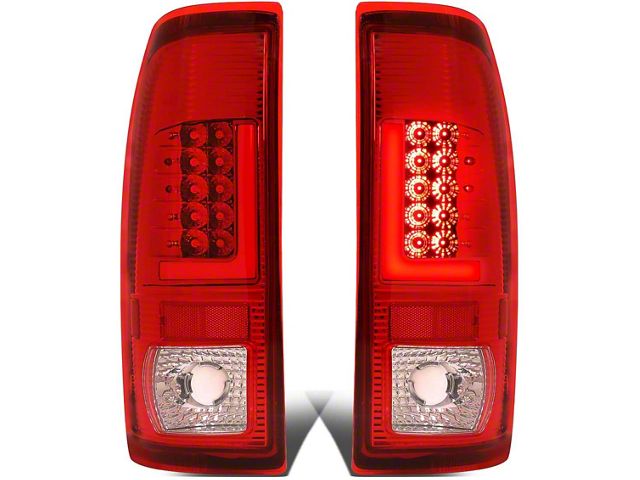 Red L-Bar LED Tail Lights; Chrome Housing; Red Lens (11-16 F-350 Super Duty)