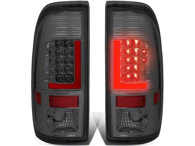 Red L-Bar LED Tail Lights; Chrome Housing; Smoked Lens (11-16 F-350 Super Duty)