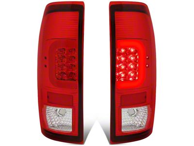 Red C-Bar LED Tail Lights; Chrome Housing; Red Lens (11-16 F-350 Super Duty)