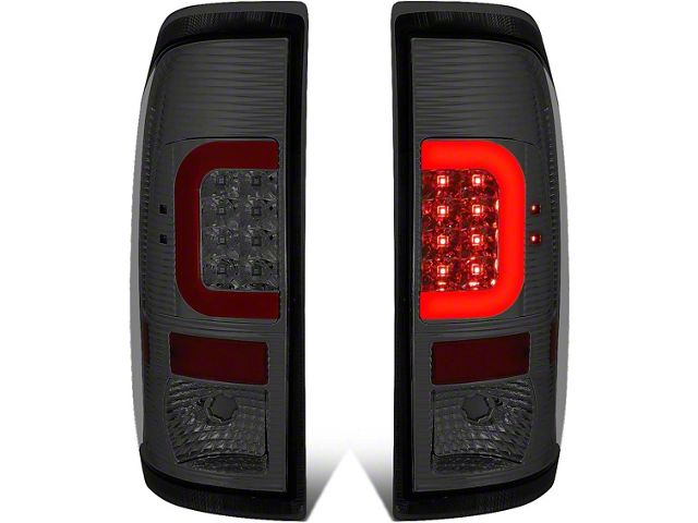 Red C-Bar LED Tail Lights; Chrome Housing; Smoked Lens (11-16 F-350 Super Duty)