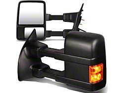 Towing Mirror; Manual; Heated; Amber LED Signal; Black; Pair (11-16 F-350 Super Duty)