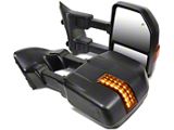 Towing Mirror; Powered; Heated; Amber Signal; Black; Pair (11-16 F-350 Super Duty)