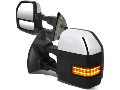 Towing Mirror; Powered; Heated; Amber Signal; Chrome; Pair (11-16 F-350 Super Duty)