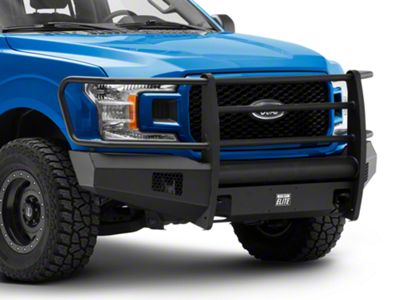 Fab Fours Black Steel Elite Front Bumper with Full Guard; Matte Black (18-20 F-150, Excluding Raptor)