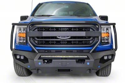 Fab Fours Matrix Winch Front Bumper with Full Guard; Bare Steel (21-23 F-150, Excluding Raptor)