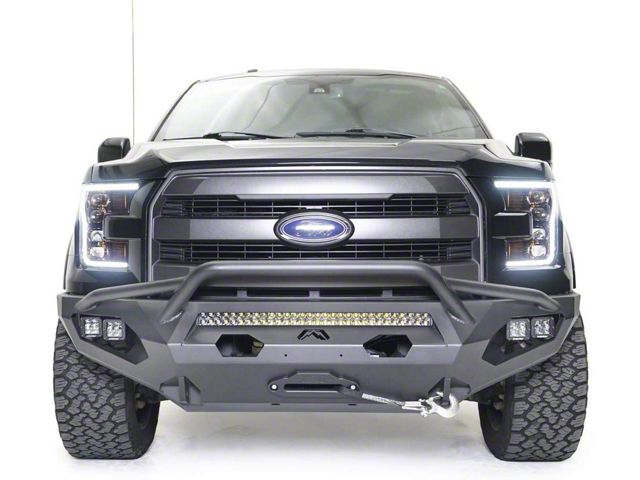 Fab Fours Matrix Winch Front Bumper with Pre-Runner Guard; Matte Black (15-17 F-150, Excluding Raptor)