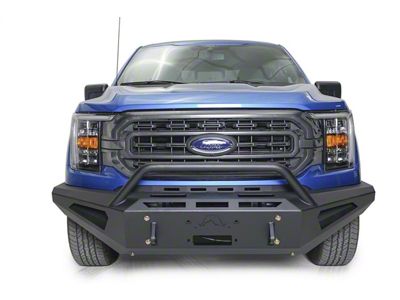 Fab Fours Red Steel Front Bumper with Pre-Runner Guard; Matte Black (21-23 F-150, Excluding Raptor)