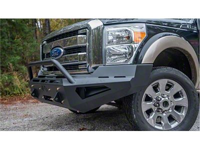 Fab Fours Red Steel Front Bumper with Pre-Runner Guard; Matte Black (11-16 F-250 Super Duty)