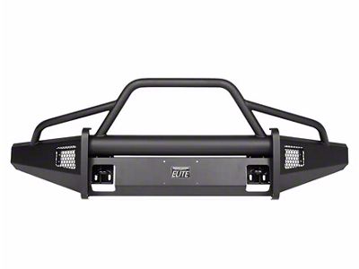 Fab Fours Black Steel Elite Front Bumper with Pre-Runner Guard; Matte Black (23-25 F-350 Super Duty)