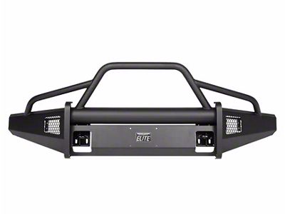 Fab Fours Black Steel Elite Front Bumper with Pre-Runner Guard; Matte Black (23-24 F-350 Super Duty)