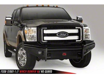 Fab Fours Black Steel Front Ranch Bumper with No Guard and Tow Hooks; Gloss Black (08-10 F-350 Super Duty)