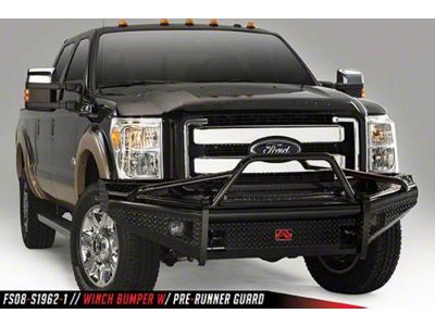 Fab Fours Black Steel Front Ranch Bumper with Pre-Runner Guard and Tow Hooks; Gloss Black (08-10 F-350 Super Duty)