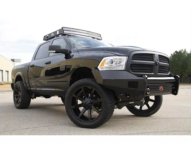 Fab Fours Black Steel Ranch Front Bumper with No Guard; Matte Black (09-12 RAM 1500)