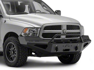 Fab Fours Red Steel Front Bumper with Pre-Runner Guard; Matte Black (13-18 RAM 1500, Excluding Rebel & Sport)