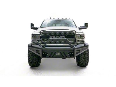 Fab Fours Black Steel Elite Front Bumper with Pre-Runner Guard; Matte Black (19-24 RAM 2500)