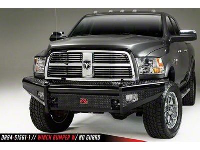 Fab Fours Black Steel Front Ranch Bumper with No Guard and Tow Hooks; Gloss Black (94-02 RAM 2500)
