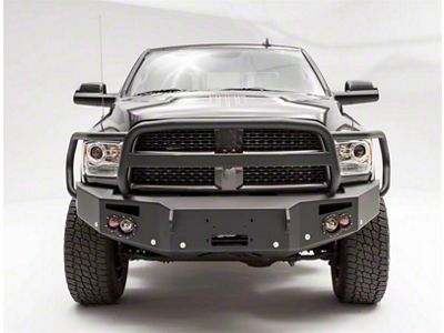 Fab Fours Premium Heavy Duty Winch Front Bumper with Full Guard; Pre-Drilled for Front Parking Sensors; Bare Steel (16-18 RAM 2500)