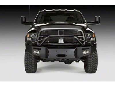 Fab Fours Premium Heavy Duty Winch Front Bumper with Pre-Runner Guard; Pre-Drilled for Front Parking Sensors; Bare Steel (16-18 RAM 2500)