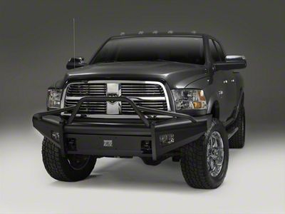 Fab Fours Black Steel Elite Front Bumper with Pre-Runner Guard; Matte Black (06-09 RAM 3500)