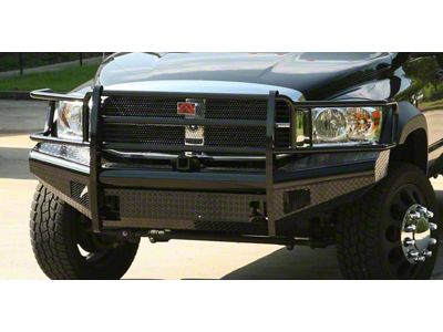 Fab Fours Black Steel Ranch Front Bumper with Full Guard; Matte Black (06-09 RAM 3500)