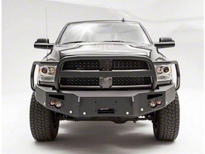 Fab Fours Premium Heavy Duty Winch Front Bumper with Full Guard; Pre-Drilled for Front Parking Sensors; Bare Steel (16-18 RAM 3500)