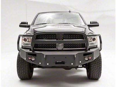 Fab Fours Premium Heavy Duty Winch Front Bumper with Full Guard; Pre-Drilled for Front Parking Sensors; Bare Steel (16-18 RAM 3500)