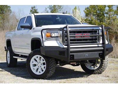 Fab Fours Black Steel Elite Front Bumper with Full Guard; Matte Black (14-15 Sierra 1500)