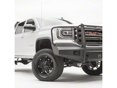 Fab Fours Black Steel Elite Front Bumper with Full Guard; Matte Black (16-18 Sierra 1500)