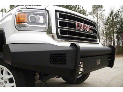 Fab Fours Black Steel Elite Front Bumper with No Guard; Matte Black (14-15 Sierra 1500)