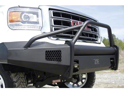 Fab Fours Black Steel Elite Front Bumper with Pre-Runner Guard; Matte Black (14-15 Sierra 1500)