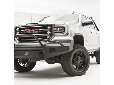 Fab Fours Black Steel Elite Front Bumper with Pre-Runner Guard; Matte Black (16-18 Sierra 1500)