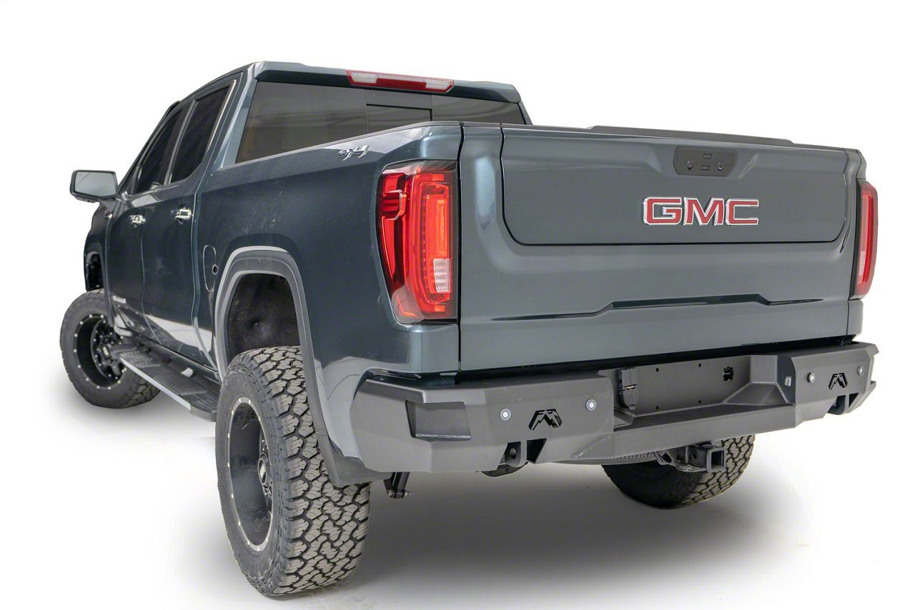 Rear Steel Step Bumper Assembly For Chevy Silverado & GMC Sierra 1500 2014-2018 – Chrome/Black, Direct Fit