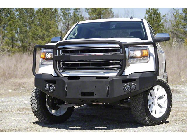 Fab Fours Premium Winch Front Bumper with Full Guard; Bare Steel (14-15 Sierra 1500)