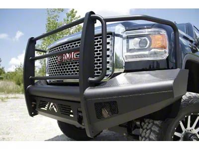 Fab Fours Black Steel Elite Front Bumper with Full Guard; Matte Black (15-19 Sierra 2500 HD)